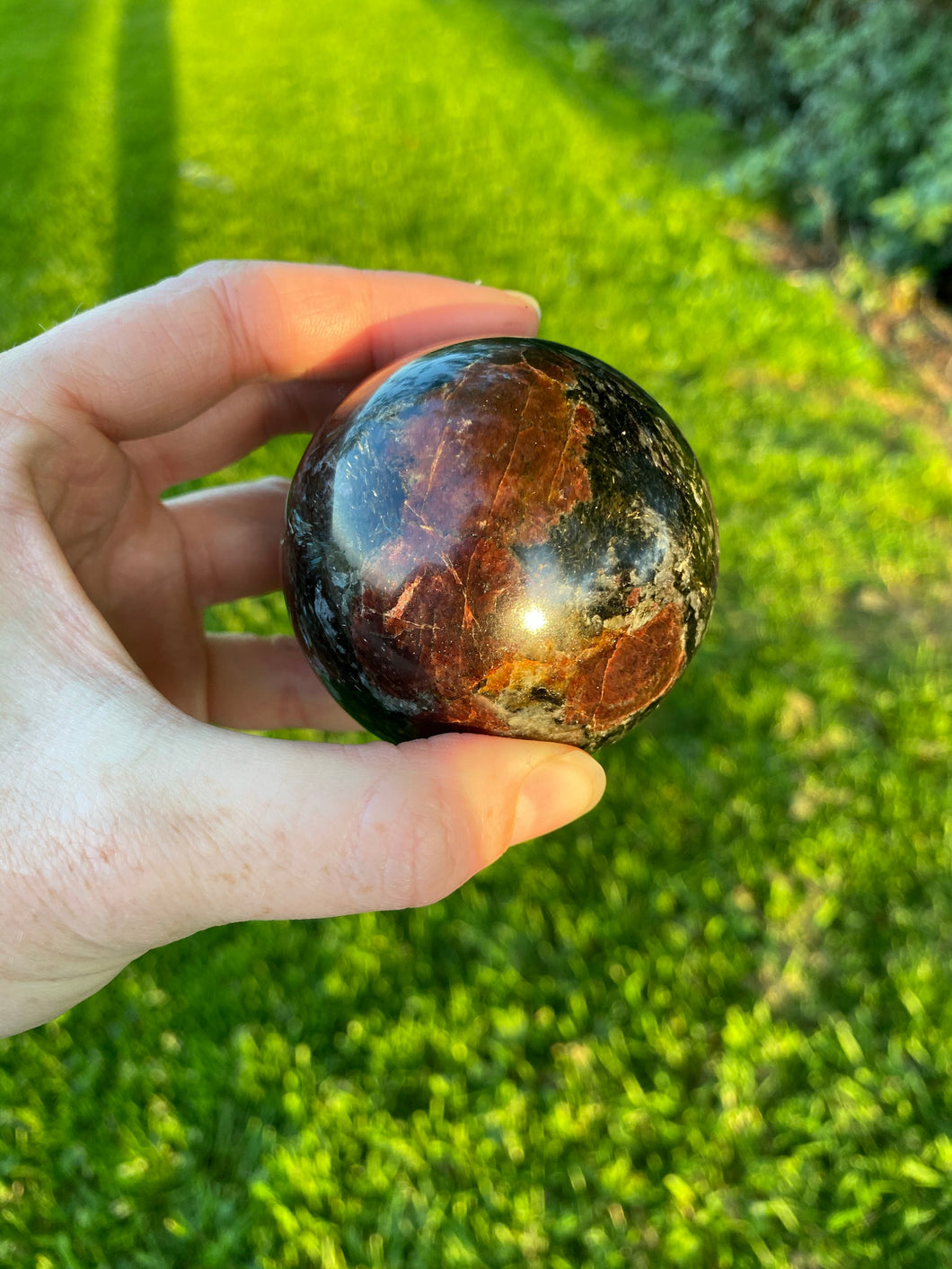 Astrophyllite Garnet Sphere