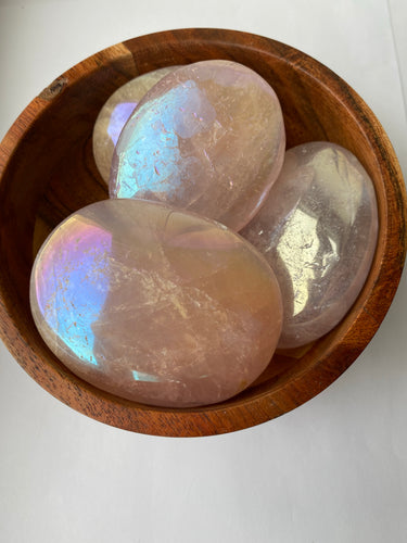 Aura Rose Quartz Palmstone- Large