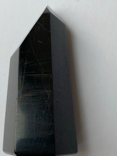 Black Tourmaline Tower with Haematite Banding